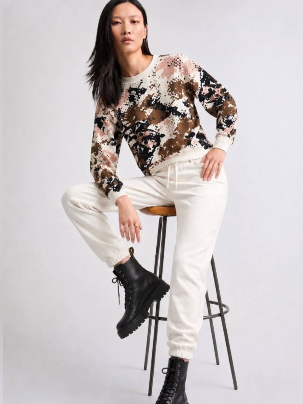 rag & bone Pixilated Camo Crew Sweatshirt - XS - GUC